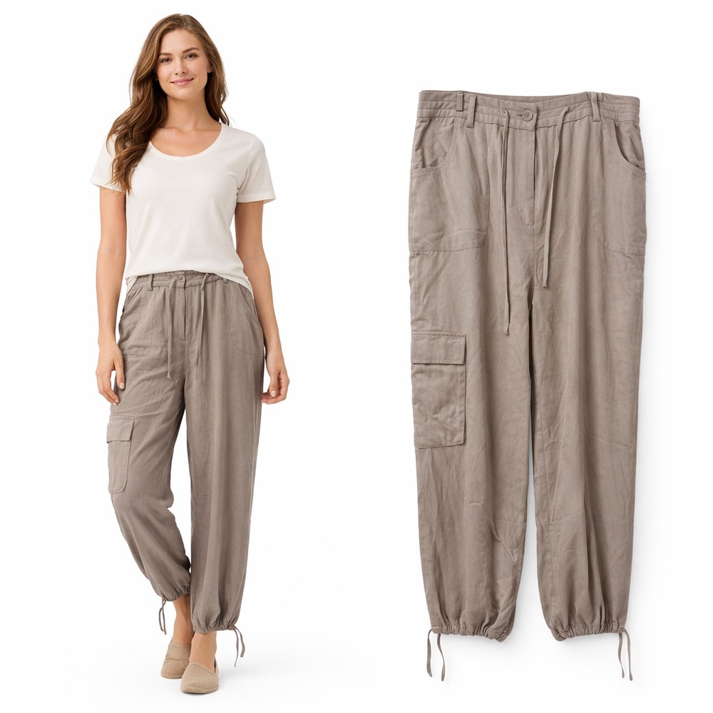 Sincerely Jules Taupe Cargo Drawstring Joggers